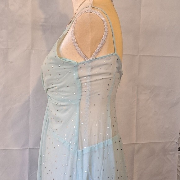 Topshop Spring Gore Evening Prom Dress Maxi Metallic Twist Mint Green  -… - Picture 7 of 12